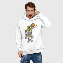 Толстовка оверсайз мужская Динозавр баскетболист, цвет: белый — фото 2