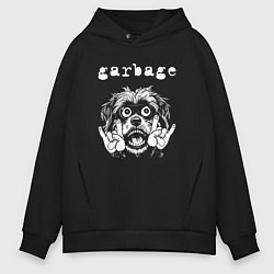 Толстовка оверсайз мужская Garbage rock dog, цвет: черный