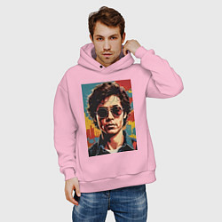 Толстовка оверсайз мужская Ретро портрет, цвет: светло-розовый — фото 2