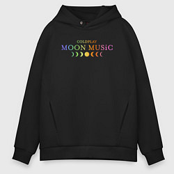 Толстовка оверсайз мужская Coldplay moon music, цвет: черный