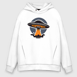 Толстовка оверсайз мужская Летающая тарелка, цвет: белый