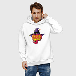 Толстовка оверсайз мужская Тыква с языком, цвет: белый — фото 2