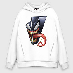 Толстовка оверсайз мужская Venom with tongue sticking out, цвет: белый