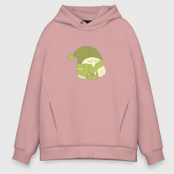 Толстовка оверсайз мужская Сонный совенок, цвет: пыльно-розовый