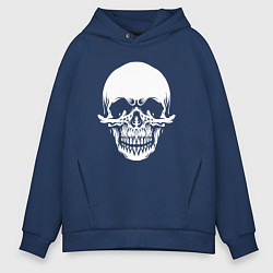 Толстовка оверсайз мужская Scary skull, цвет: тёмно-синий