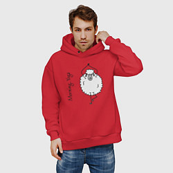 Толстовка оверсайз мужская Йога овечка, цвет: красный — фото 2