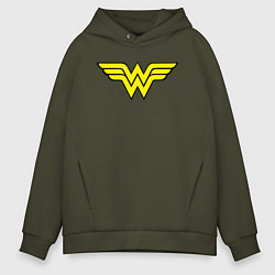Толстовка оверсайз мужская Wonder woman logo, цвет: хаки