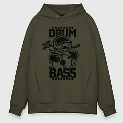 Толстовка оверсайз мужская Drum n Bass: More Bass, цвет: хаки