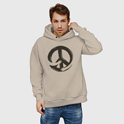 Толстовка оверсайз мужская Peace hugs, цвет: миндальный — фото 2