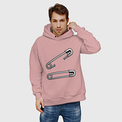 Толстовка оверсайз мужская Булавки, цвет: пыльно-розовый — фото 2