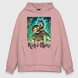 Толстовка оверсайз мужская Rick and Morty - horror, цвет: пыльно-розовый