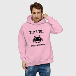 Толстовка оверсайз мужская Time to press start, цвет: светло-розовый — фото 2
