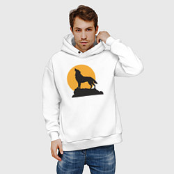 Толстовка оверсайз мужская Волк на закате, цвет: белый — фото 2