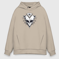 Толстовка оверсайз мужская Skull eye, цвет: миндальный