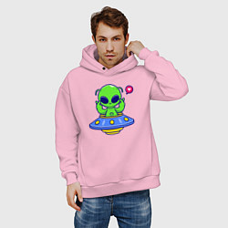 Толстовка оверсайз мужская Love alien, цвет: светло-розовый — фото 2