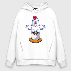 Толстовка оверсайз мужская Куриная йога, цвет: белый