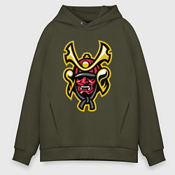 Толстовка оверсайз мужская Samurai face, цвет: хаки