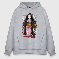 Толстовка оверсайз мужская Клинок рассекающий демонов Незуко, цвет: меланж