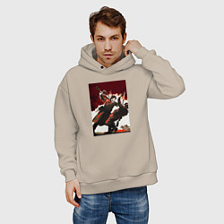 Толстовка оверсайз мужская День Победы над фашизмом, цвет: миндальный — фото 2