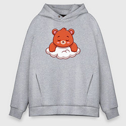 Толстовка оверсайз мужская Мишка на облаке, цвет: меланж