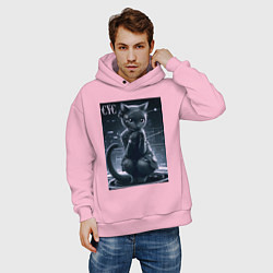 Толстовка оверсайз мужская Кибер кисуля, цвет: светло-розовый — фото 2