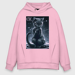 Толстовка оверсайз мужская Кибер кисуля, цвет: светло-розовый