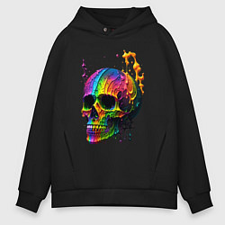 Толстовка оверсайз мужская Череп в краске, цвет: черный