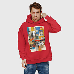 Толстовка оверсайз мужская Плакат с ретро автомобилем, цвет: красный — фото 2