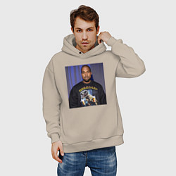 Толстовка оверсайз мужская Канье Уэст пивозавр, цвет: миндальный — фото 2