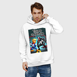 Толстовка оверсайз мужская Веном против Дональда Трампа - нейроарт, цвет: белый — фото 2