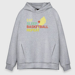 Толстовка оверсайз мужская Еда сон баскетбол, цвет: меланж