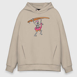 Толстовка оверсайз мужская Surfer skeletor, цвет: миндальный
