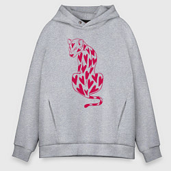 Толстовка оверсайз мужская Гепард в сердцах, цвет: меланж