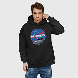 Толстовка оверсайз мужская Space delorean, цвет: черный — фото 2