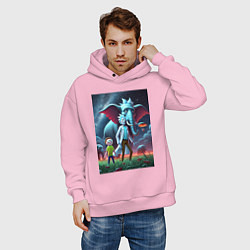 Толстовка оверсайз мужская Слон похожий на Рика Санчеса - прикол, цвет: светло-розовый — фото 2