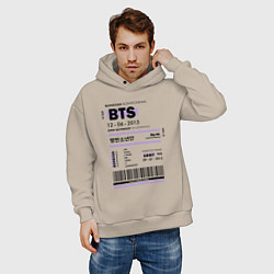 Толстовка оверсайз мужская Bts ticket, цвет: миндальный — фото 2
