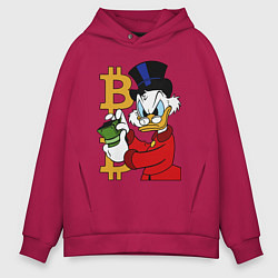 Толстовка оверсайз мужская Duck tales - Scrooge bitcoin, цвет: маджента