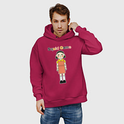 Толстовка оверсайз мужская Doll squid game, цвет: маджента — фото 2