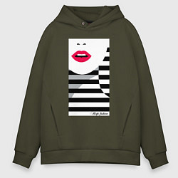 Толстовка оверсайз мужская Поп -арт морячка, цвет: хаки