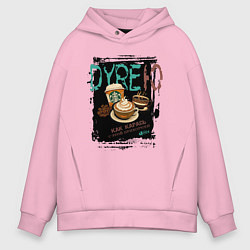 Толстовка оверсайз мужская Дурею с кофе как карась с прикормки, цвет: светло-розовый