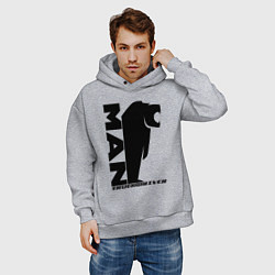 Толстовка оверсайз мужская MAN дальнобойщик чёрный логотип, цвет: меланж — фото 2