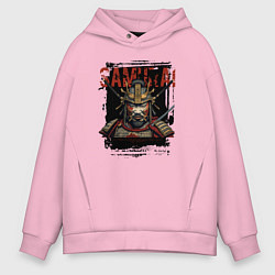 Толстовка оверсайз мужская Самурай в доспехах, цвет: светло-розовый