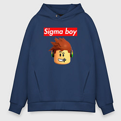 Толстовка оверсайз мужская Sigma boy roblox head - мем Роблокс Сигма бой, цвет: тёмно-синий