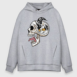 Толстовка оверсайз мужская Космический кемпинг в голове, цвет: меланж