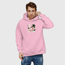 Толстовка оверсайз мужская Spring dream, цвет: светло-розовый — фото 2