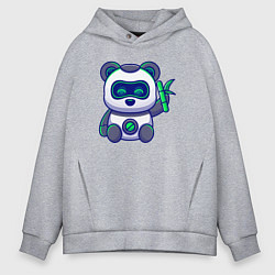 Толстовка оверсайз мужская Панда робот, цвет: меланж