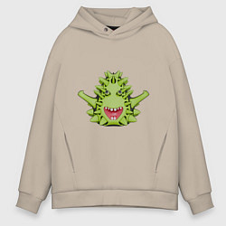 Толстовка оверсайз мужская Cartoon monster with spikes green, цвет: миндальный