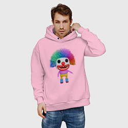 Толстовка оверсайз мужская Cartoon clown colorful, цвет: светло-розовый — фото 2
