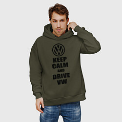 Толстовка оверсайз мужская Keep Calm & Drive VW, цвет: хаки — фото 2