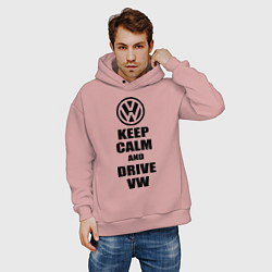 Толстовка оверсайз мужская Keep Calm & Drive VW, цвет: пыльно-розовый — фото 2